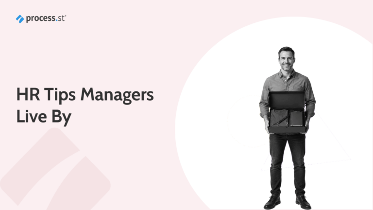 Experienced people manager holding an open new-hire welcome kit box, illustrating the HR tips people managers live by