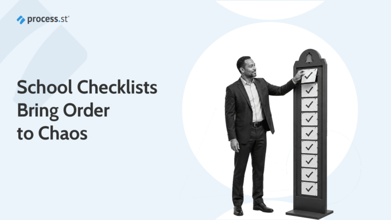School administrator completing a nine-step classroom checklist board